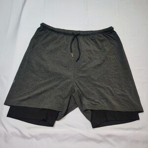 OHMME 2-Dogs Men's Lined Grey Black Yoga Shorts Size S-M? Gorpcore